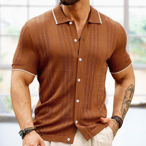 Camisa tipo polo con solapa y contraste de color para hombre