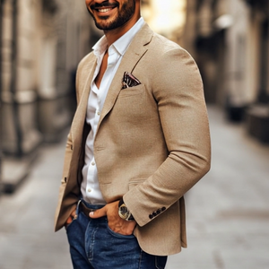 Blazer informal de dos botones con solapa con muesca para hombre