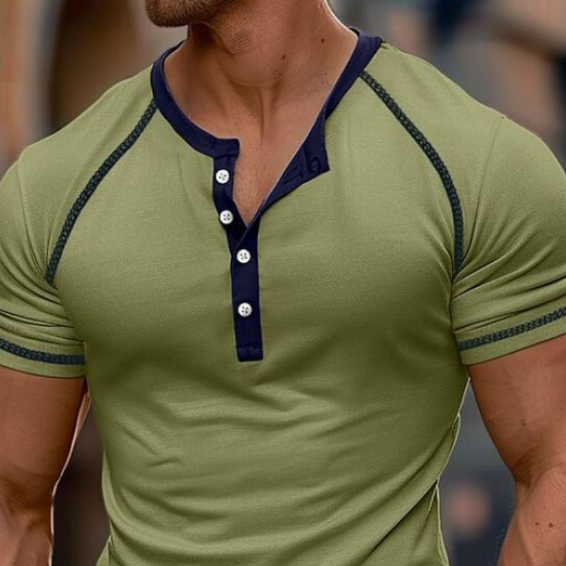 Camiseta de manga corta de algodón de corte entallado informal de moda de primavera para hombre