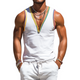 Men's Fashion Casual Deep V-Neck Colorful Ribbon Cotton And Linen Tank Top