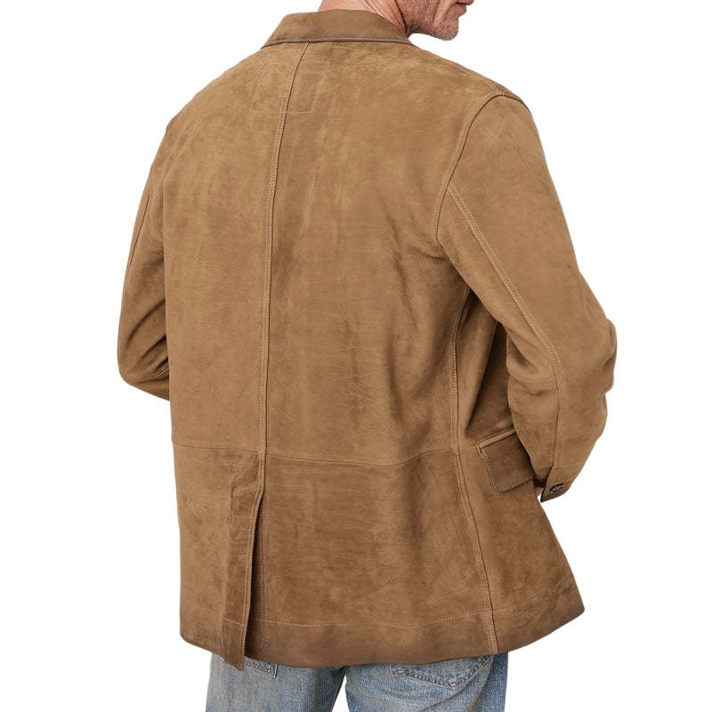 Einreihiger Vintage-Blazer aus Wildleder mit fallendem Revers für Herren