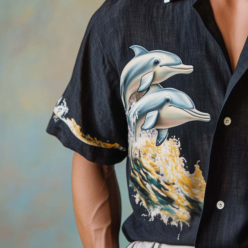Men's Environmentalist Dolphin Print Short Sleeve Shirt