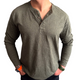 Herren-Langarm-T-Shirt im Retro-Stil mit Henley-Kragen und gewaschenem Kragen