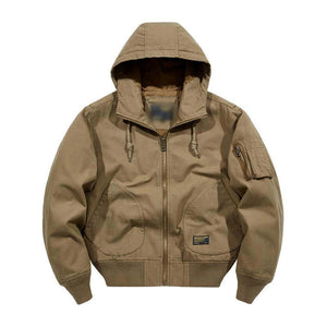 Chaqueta bomber informal de algodón con capucha y cremallera para hombre