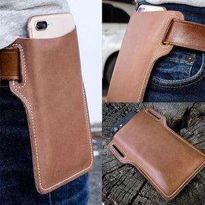 Men's Vintage Outdoor Genuine Leather Mobile Phone Waist Bag