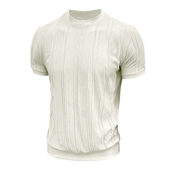 Camiseta informal de manga corta con cuello redondo y textura para hombre