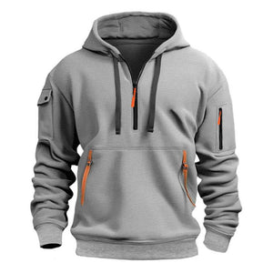 Sudadera deportiva informal con múltiples cremalleras para hombre