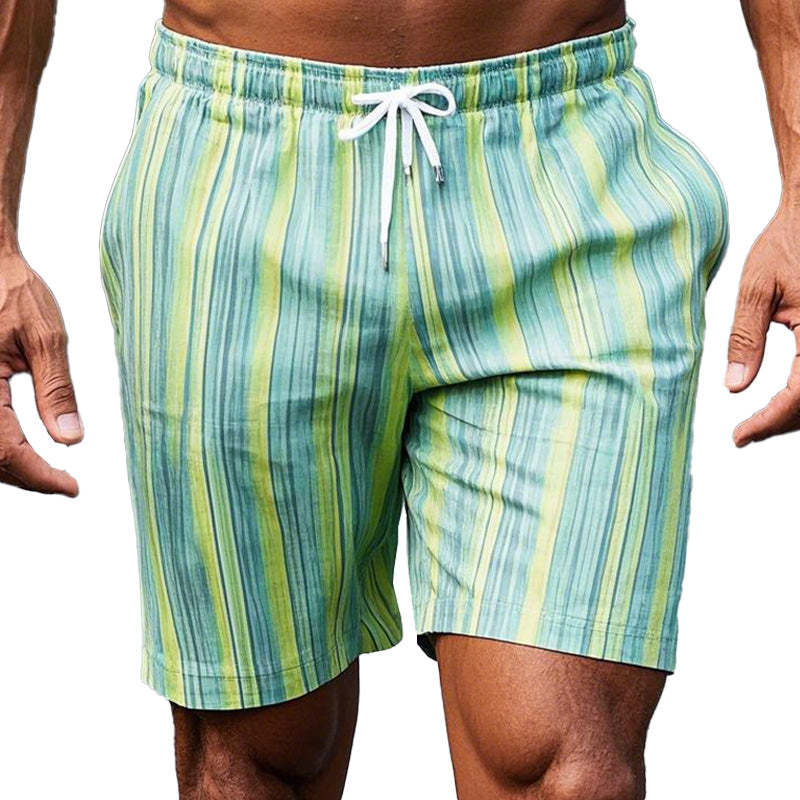 Pantalones cortos casuales con estampado de rayas para hombre