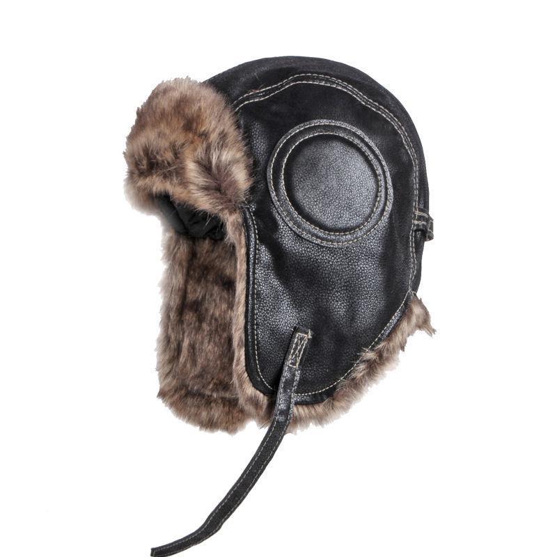Gorro clásico retro de invierno con orejeras de piel sintética para hombre