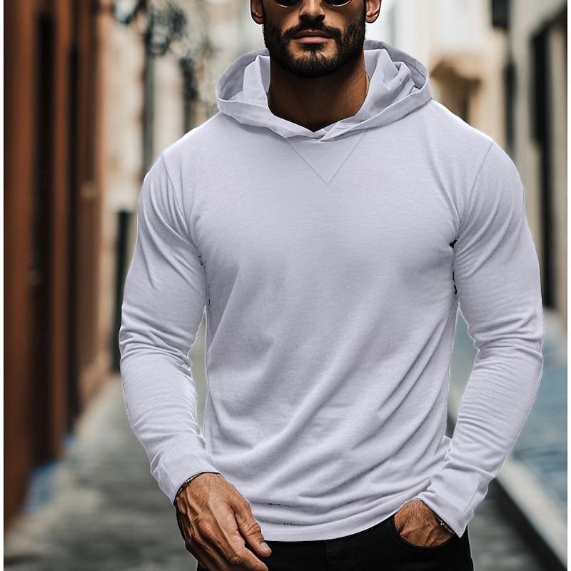 Men's Casual Solid Color Hooded Long Sleeve T-Shirt