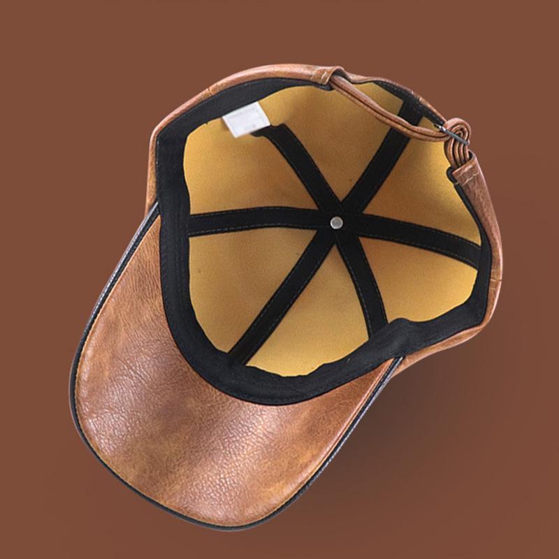 Men's Vintage Plush Warm Leather Baseball Cap