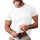 Camiseta de manga corta con cuello redondo y diseño de patchwork de rayas arcoíris para hombre