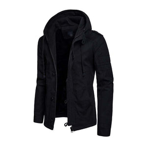 Lässige Herren-Cargojacke aus gewaschener Baumwolle mit Patchwork-Kapuze und schmaler Passform 