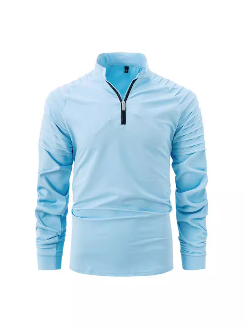 MEN'S SPLICING CASUAL SPORTS LONG SLEEVE ZIPPER SHIRT