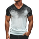 Camiseta de manga corta con cuello en V, estampado retro informal con degradado para hombre