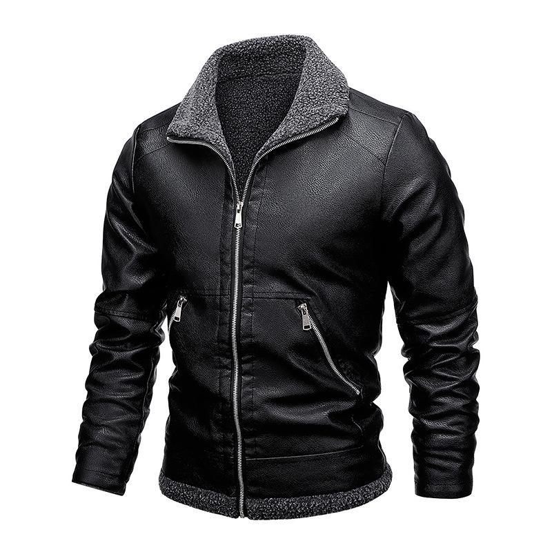 Herren All-in-One-Jacke aus Pelz und verdicktem Samtleder 