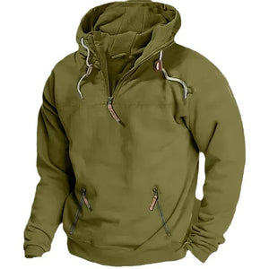 SUDADERA CON CAPUCHA CASUAL CON CREMALLERA, OTOÑO/INVIERNO, DEPORTIVA, CUELLO REDONDO
