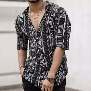 Lässiges Kurzarmhemd mit Retro-Print für Herren