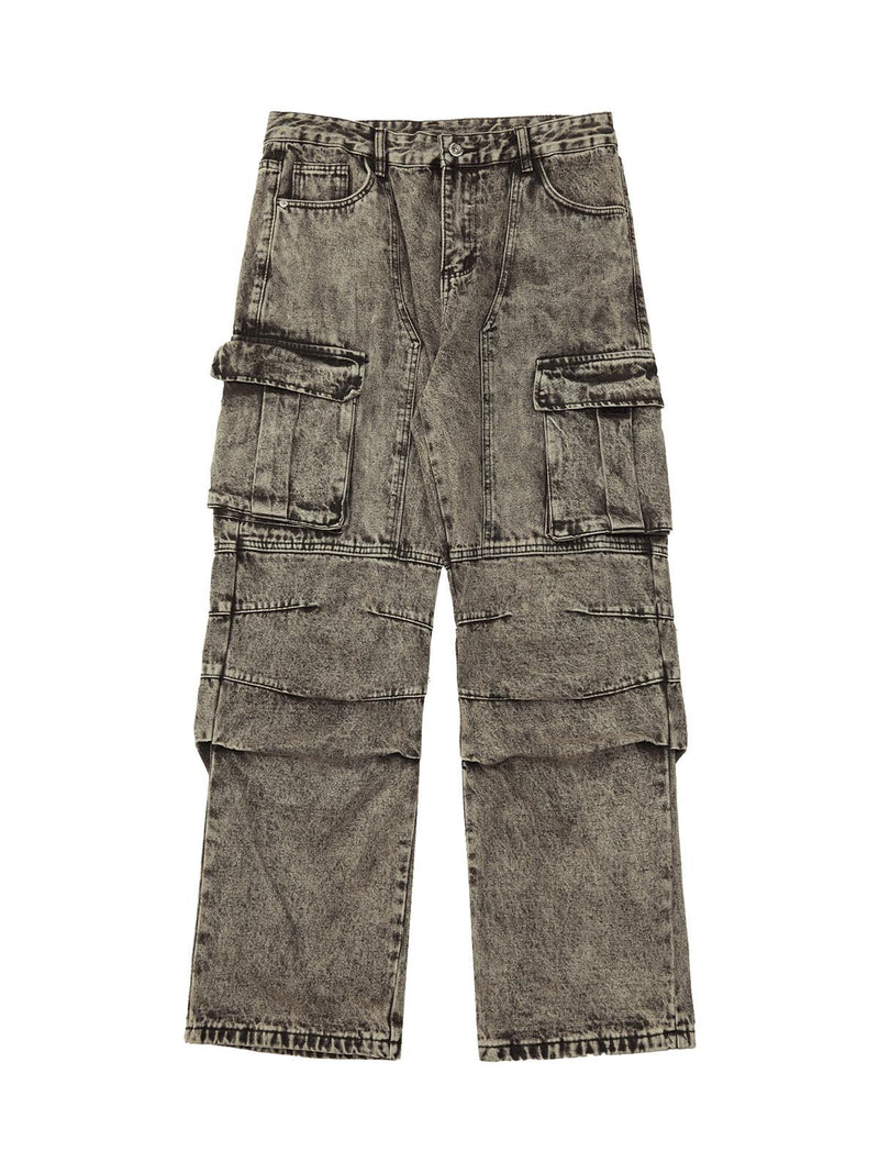 American Street Style Washed Distressed Work Jeans