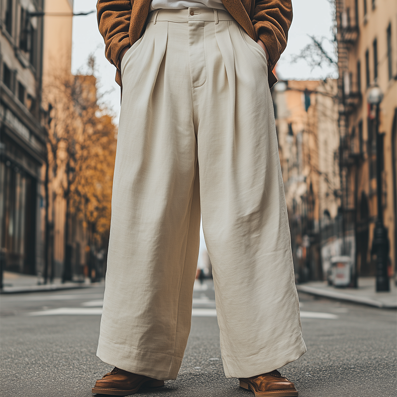 Pantalones anchos de algodón y lino para hombre, informales, holgados, de primavera