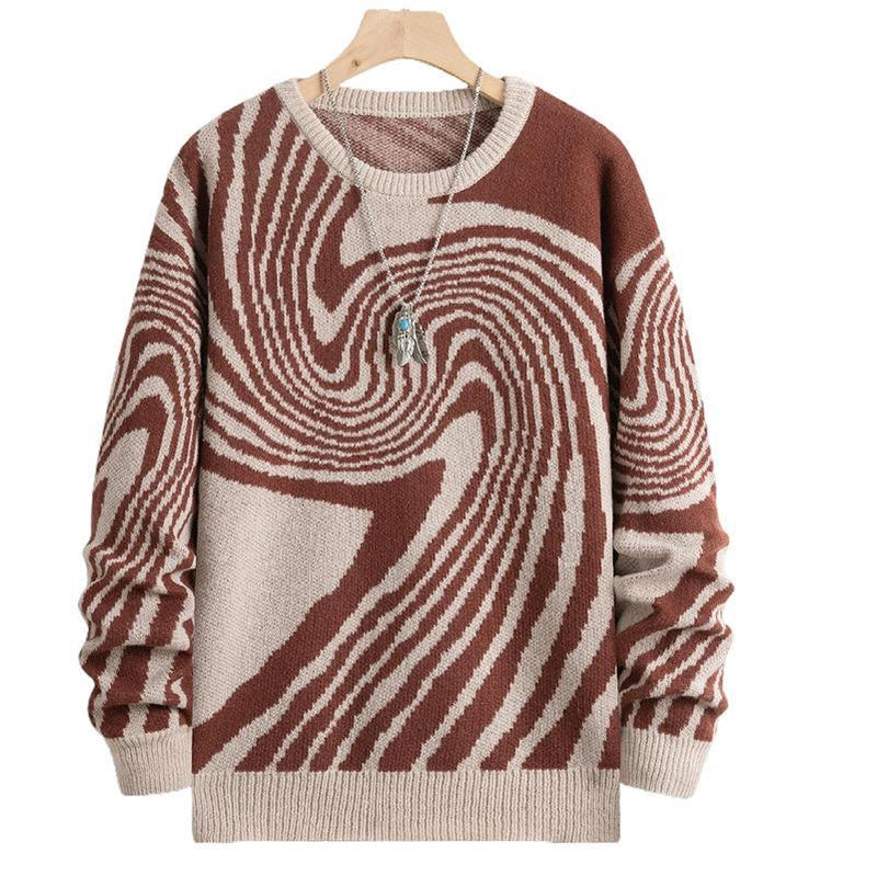 Men's Jacquard Crew Neck Knitted Sweater