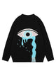 Tear Eye Knit Crew Neck Sweater