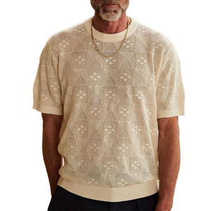 Men's Spring And Summer Fashion Casual Round Neck Exquisite Knitted Short-sleeved T-shirt