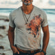 Camiseta ajustada elástica con estampado, cómoda y moderna para hombre