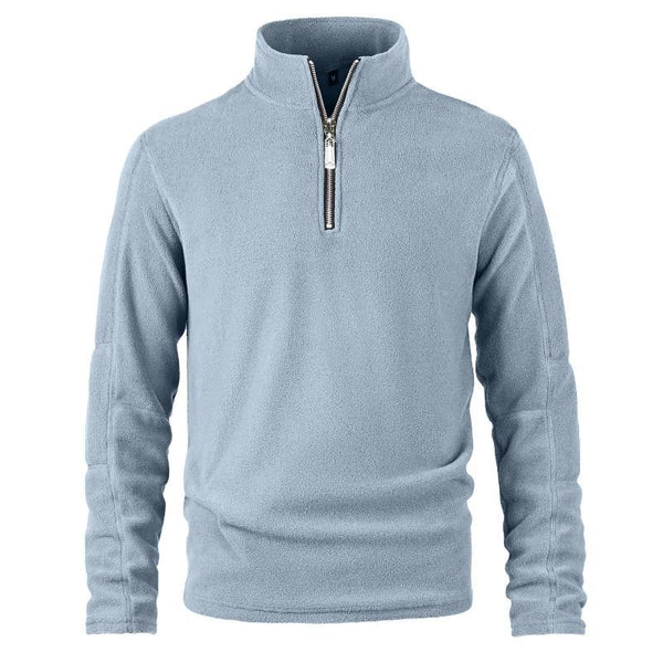 Sudadera polar retro informal de color liso con media cremallera para hombre