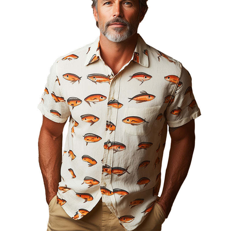 Men's Early Spring Fashion Unique Printed Short Sleeve Shirt