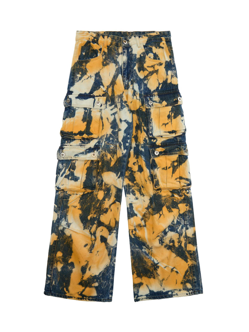 Tie-dye Waste Style Camouflage Cargo Jeans