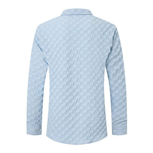 Men's Solid Plaid Chest Pocket Lapel Long Sleeve Shirt