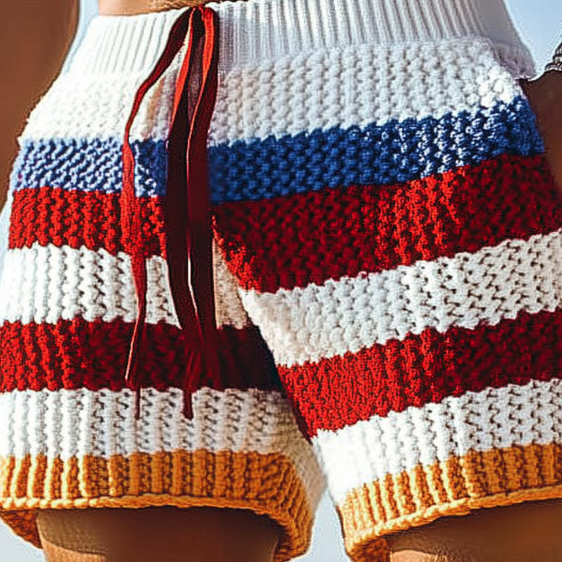 Pantalones cortos deportivos casuales de tejido a rayas de moda de primavera para hombre