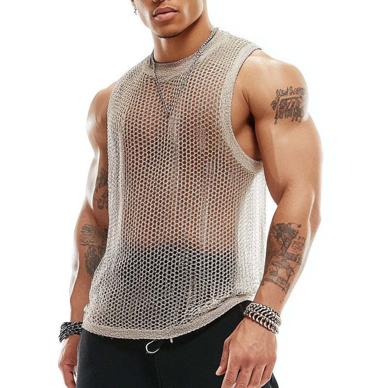 Atmungsaktives Mesh-Tanktop mit Rundhalsausschnitt für Herren