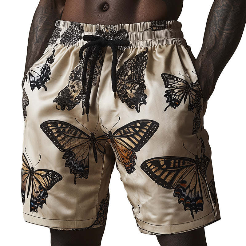Men's Summer Retro Fashion Butterfly Print Shorts MTA2760C1P