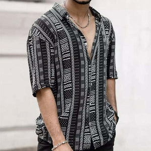 Lässiges Kurzarmhemd mit Retro-Print für Herren