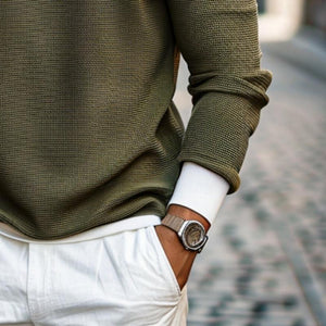 Lässiger Herrenpullover mit Colorblock-Reißverschluss und Rundhalsausschnitt