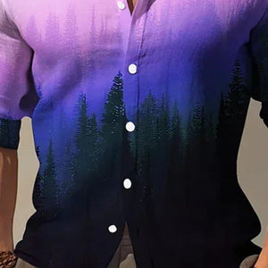 Men's Gradient Long Sleeve Lapel Shirt