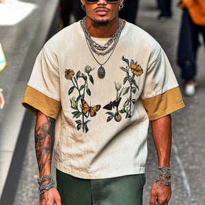 Camiseta de manga corta con cuello redondo y estampado para hombre