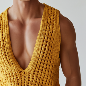Herren Vintage Casual Solid Knit Tank Top