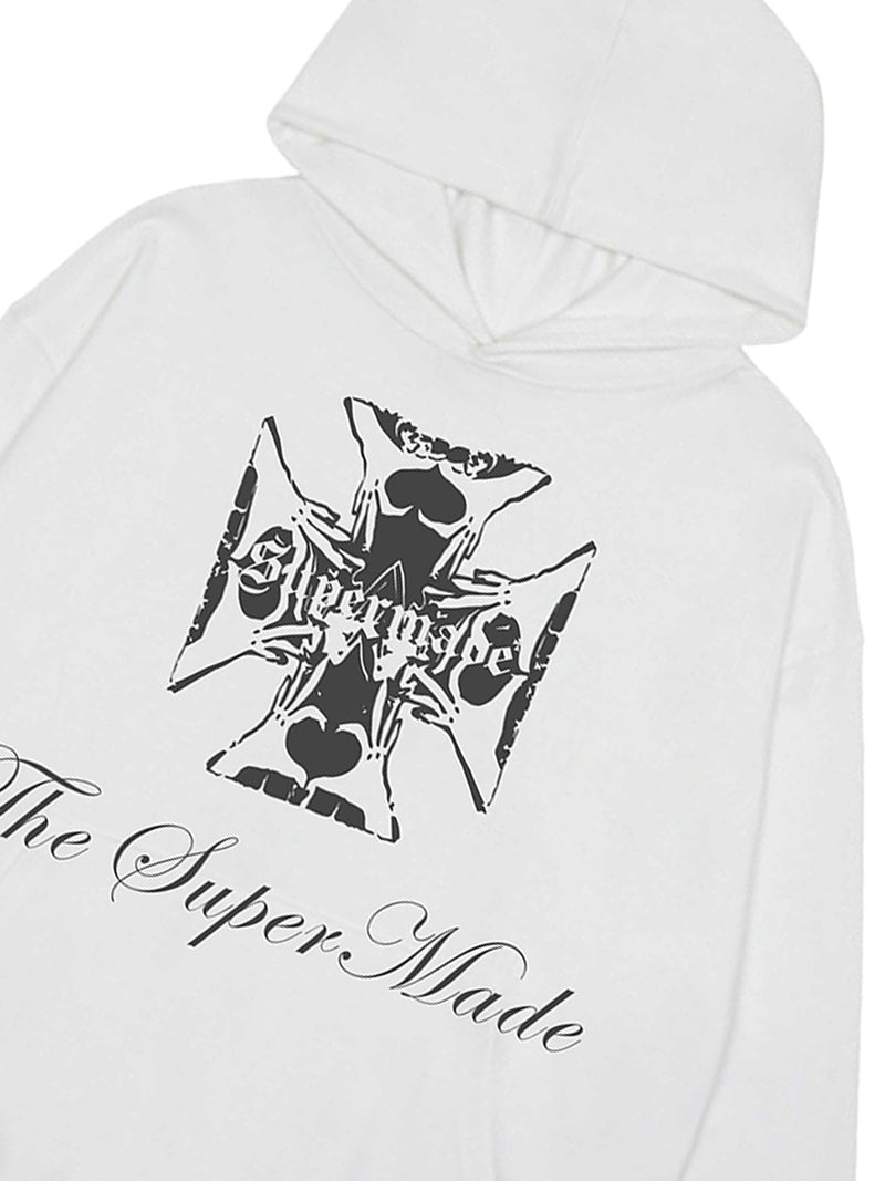 Street Cross Letters Print Hoodie