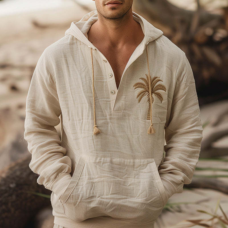 Men's Palm Leaf Embroidered Hoodie