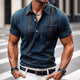 Men's Summer Retro Dark Blue Polo Collar Denim T-Shirt