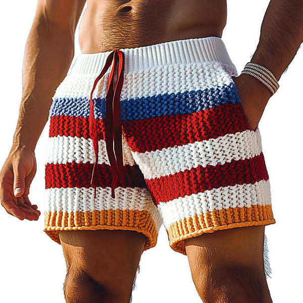 Herren Frühlingsmode Gestreifte Gewebte Sport-Freizeitshorts