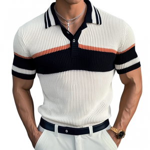 Polo informal de punto de manga corta con solapa en contraste y corte ajustado para hombre