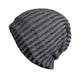 Gorro de punto cálido con forro de franela y rayas verticales bicolor retro para hombre