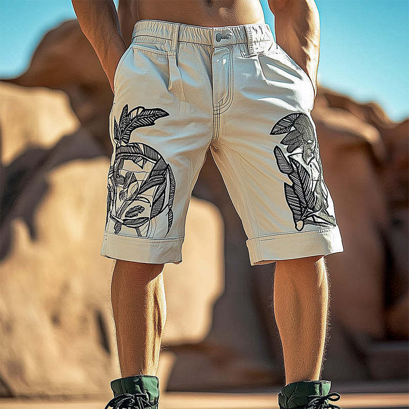 Bestickte Freizeitshorts aus Mischgewebe für Herren