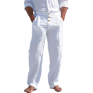 Pantalones casuales de algodón de color liso para hombre