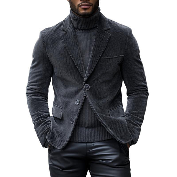 Herren Vintage Cord Einreihiger Slim Fit Blazer mit Revers