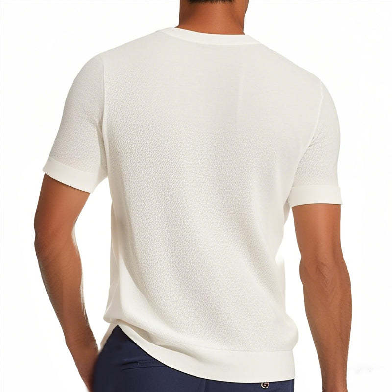 Camiseta informal de punto holgado con cuello redondo y manga corta para hombre